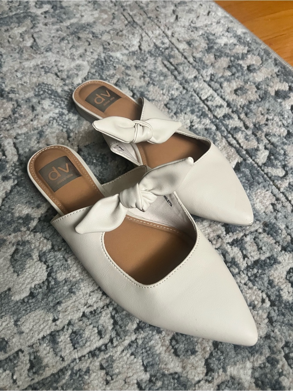 DV by Dolce Vita Cream Pointed Toe Knot Mules